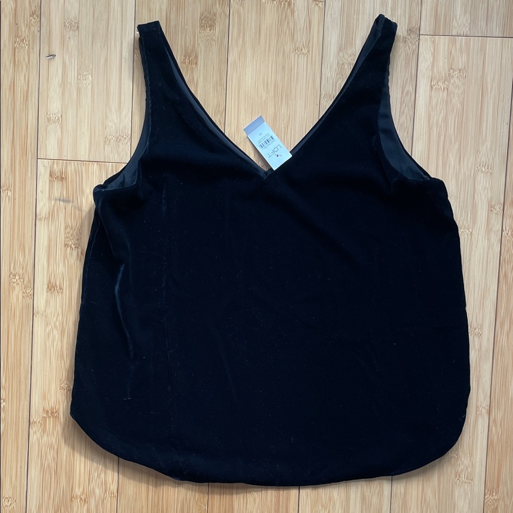 LOFT Black Velvet Camisole Tank Top